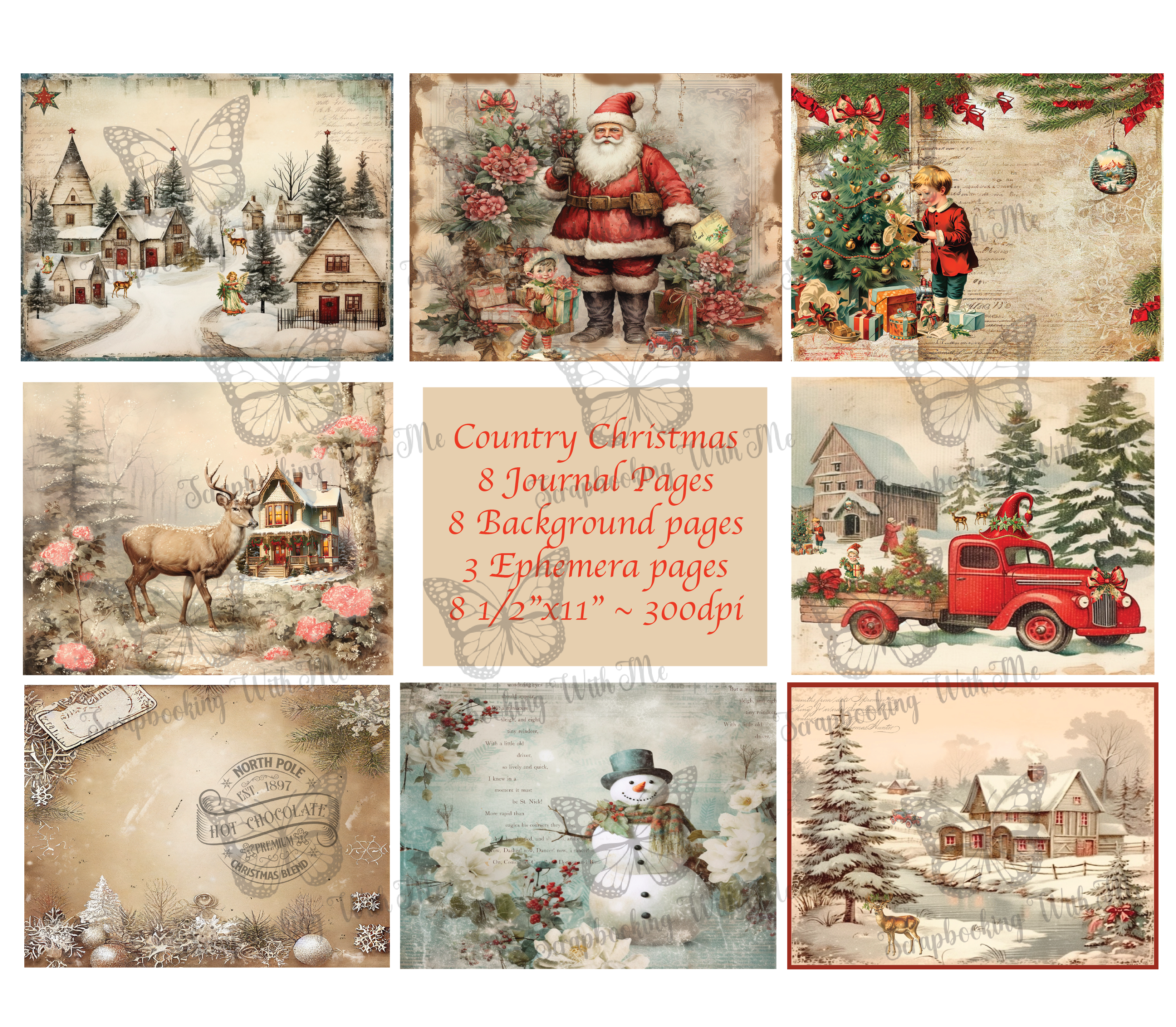 Country Christmas Kit By E ~ 19 sheets **Please order separately from  physical items**